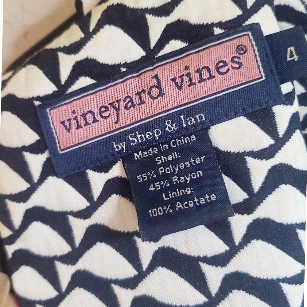 Vineyard Vines Dress Womens Navy White Whale Pattern 4 Lined Zippered Classic - Picture 11 of 11